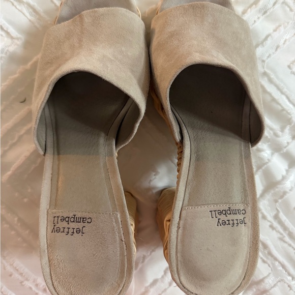 Jeffrey Campbell Shoes - Jeffrey Campbell Neutral Beige Suede Slide Mules